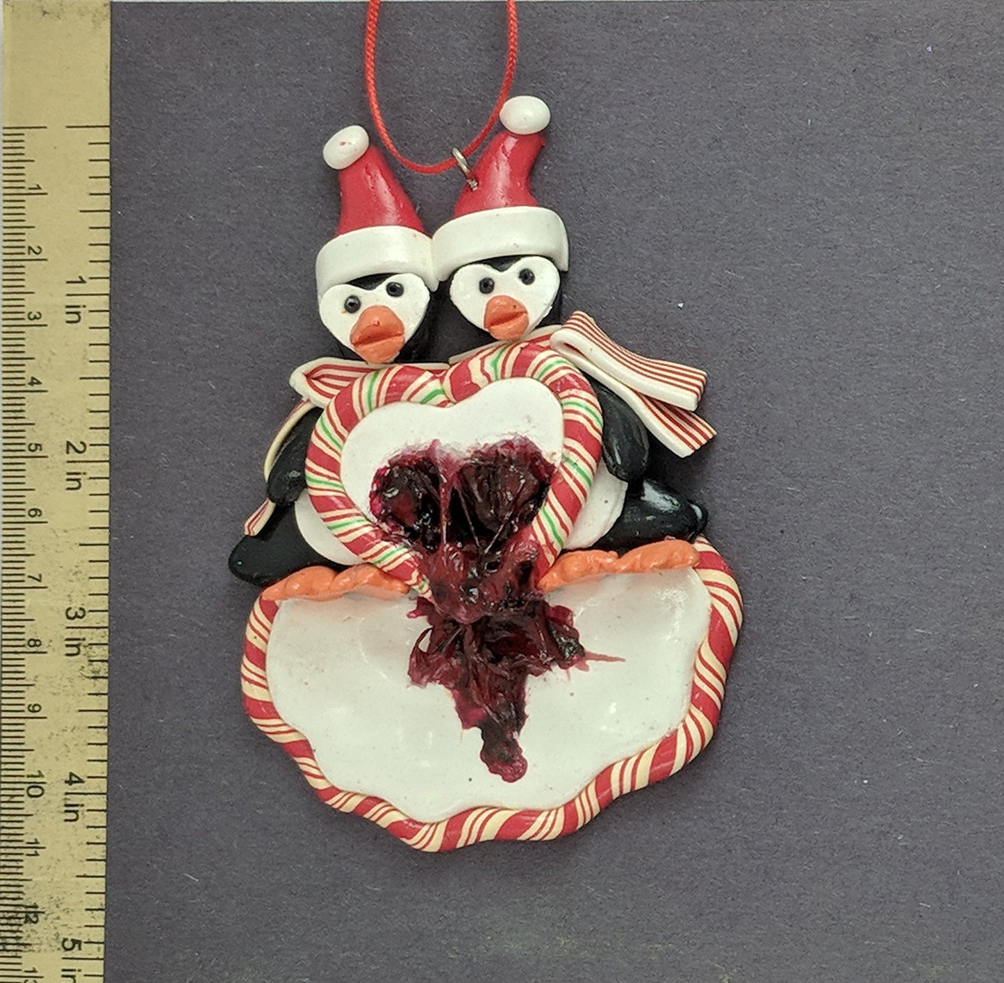Bleeding Hearts Penguin Couple Christmas Ornament