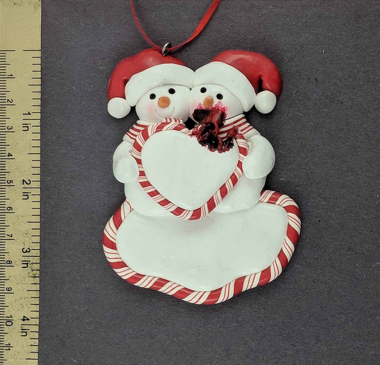 Snowman Couple Eating Heart Christmas Ornament