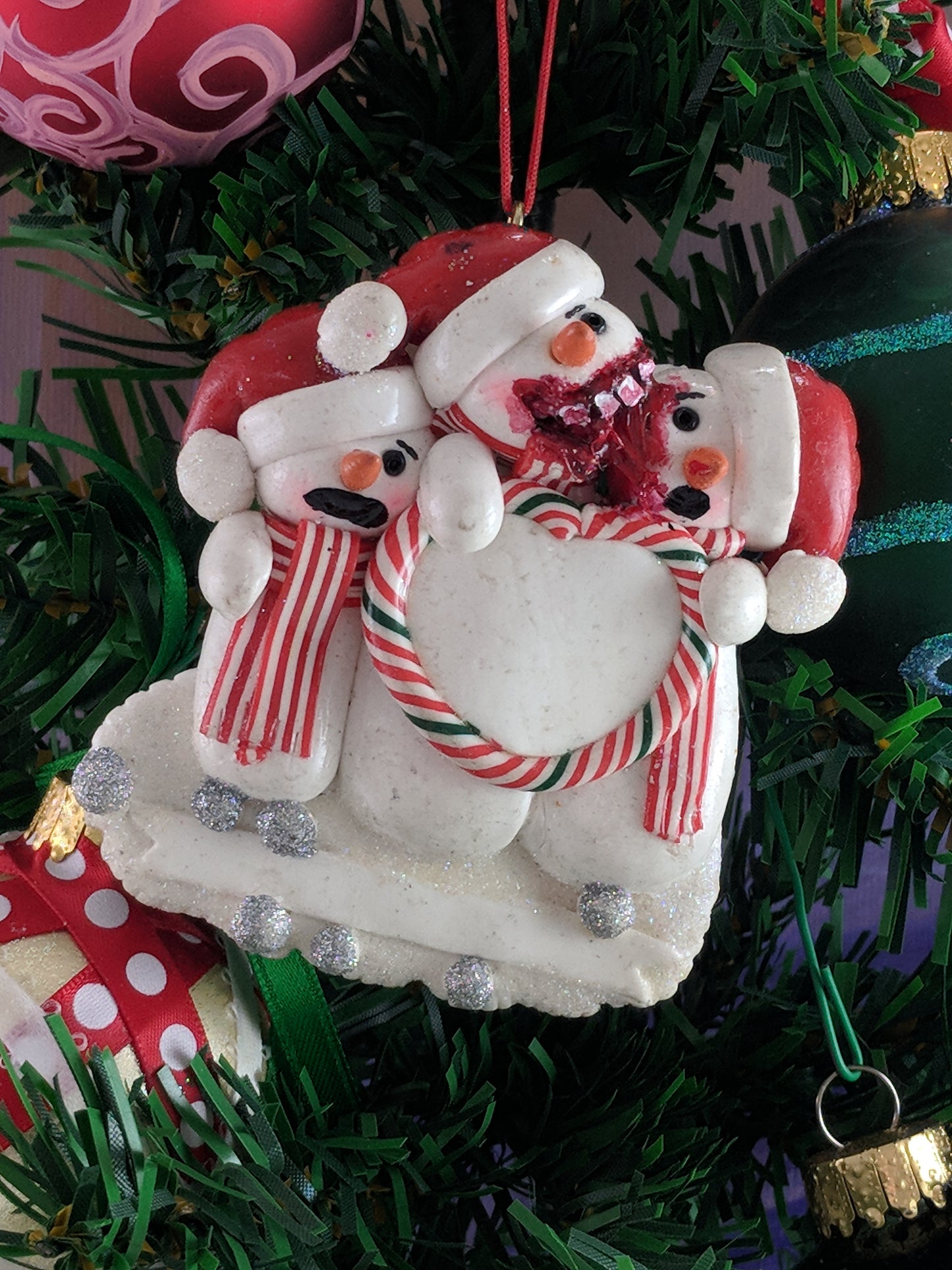 Face Chomper Snowman Zombie Christmas Ornament