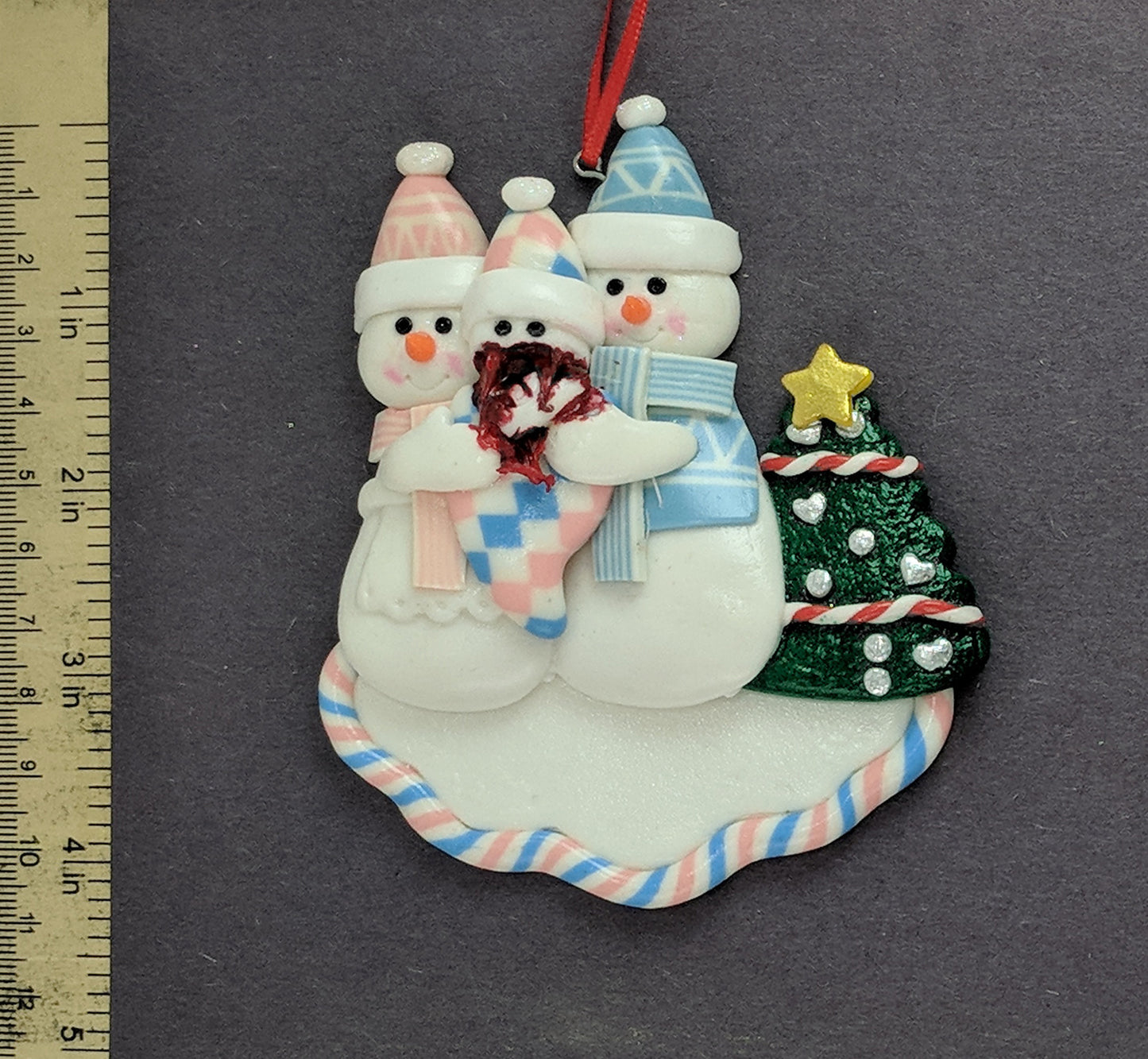 Snowman Couple With Zombie Baby Christmas Ornament