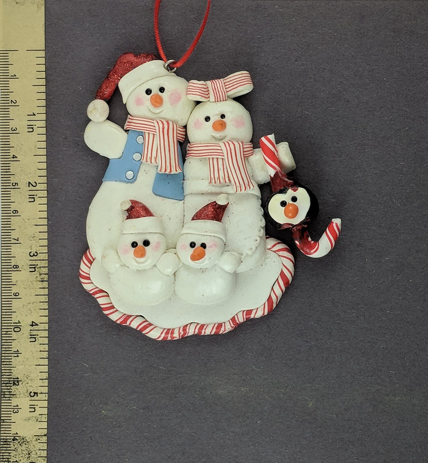 Penguin Head On A Cane Christmas Ornament