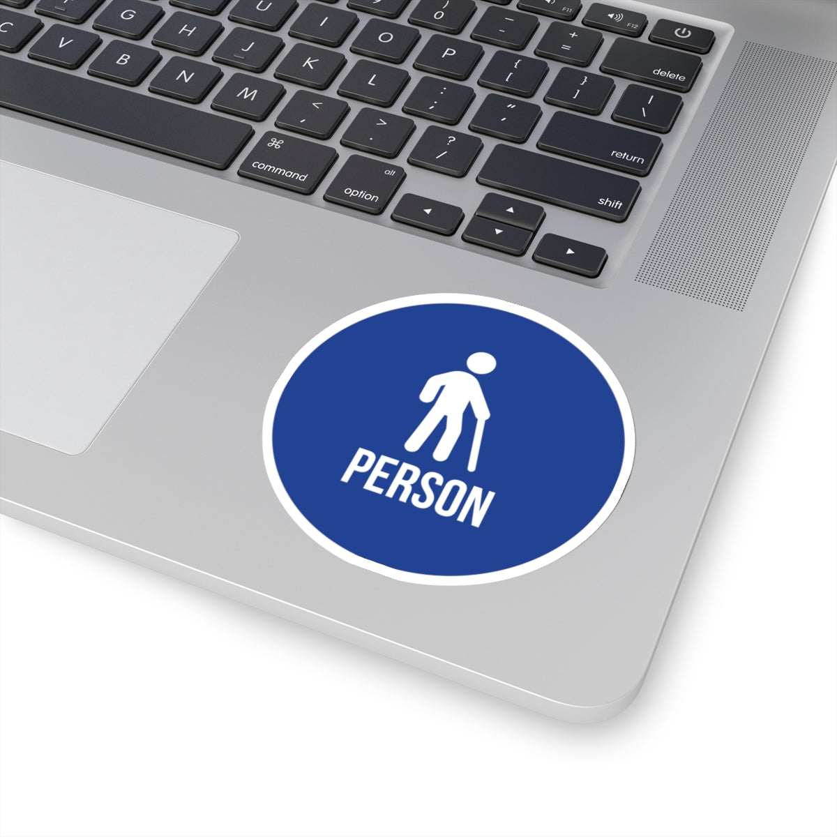 Cane Person Blue Circle Sticker