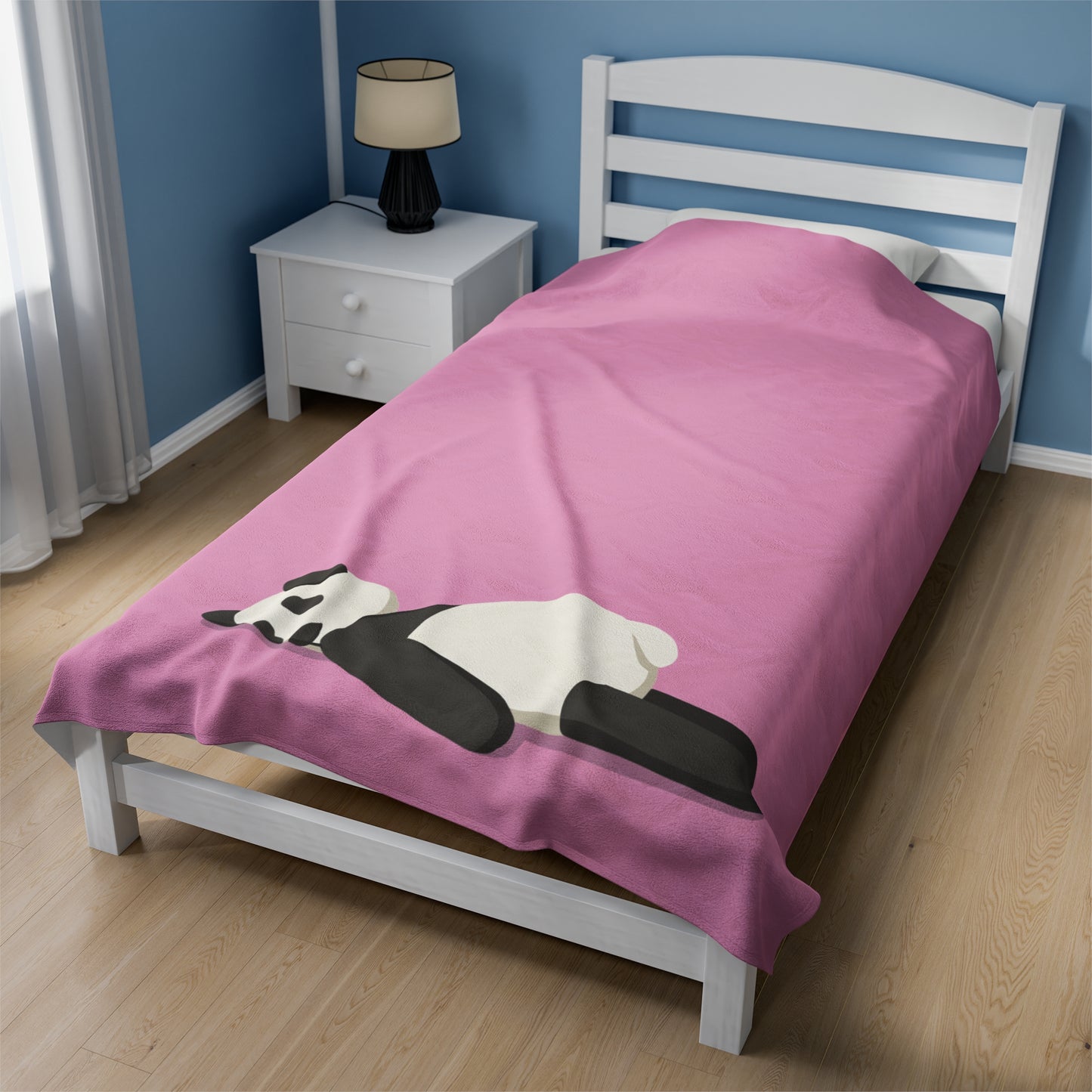 Tired Panda Pink Velveteen Plush Blanket