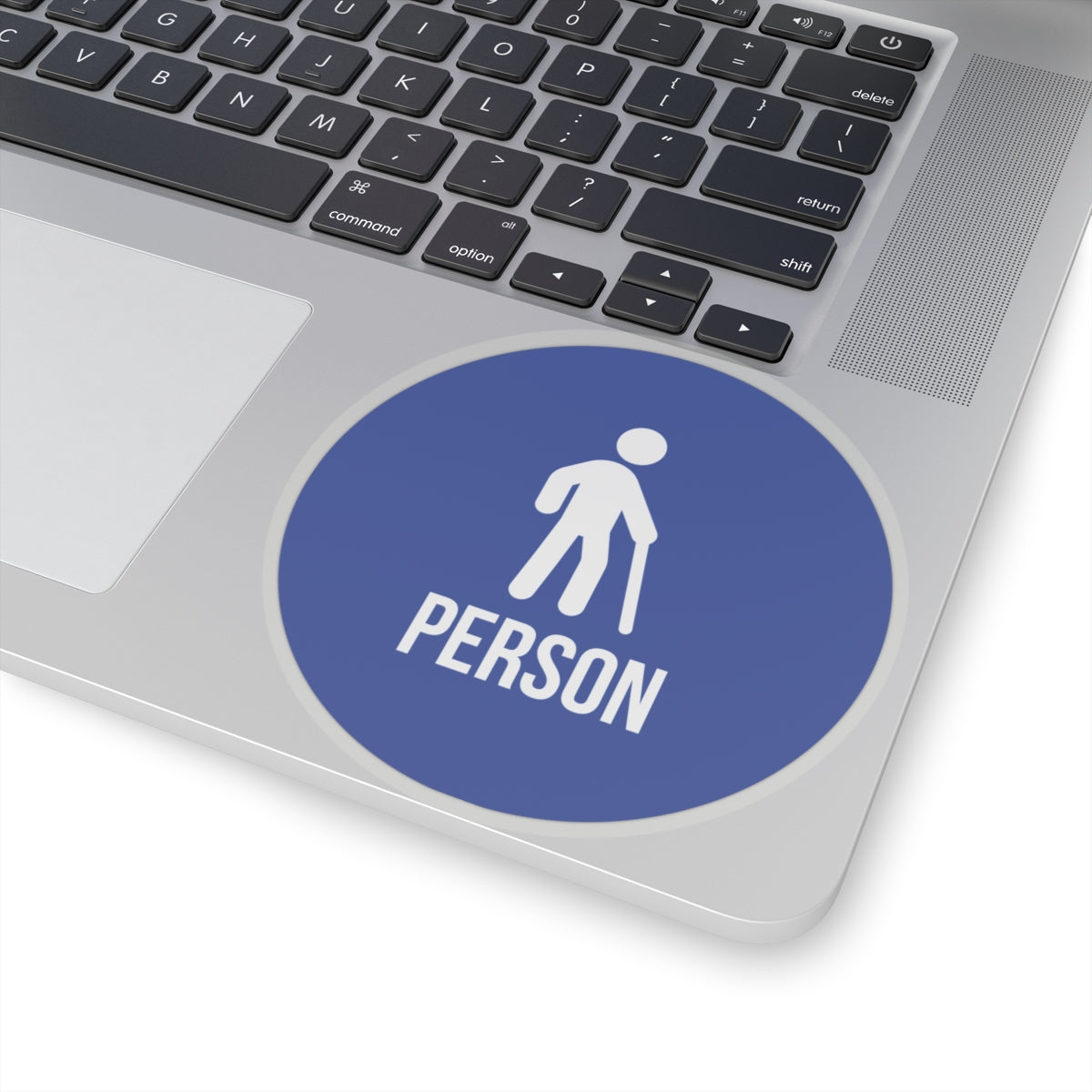 Cane Person Blue Circle Sticker