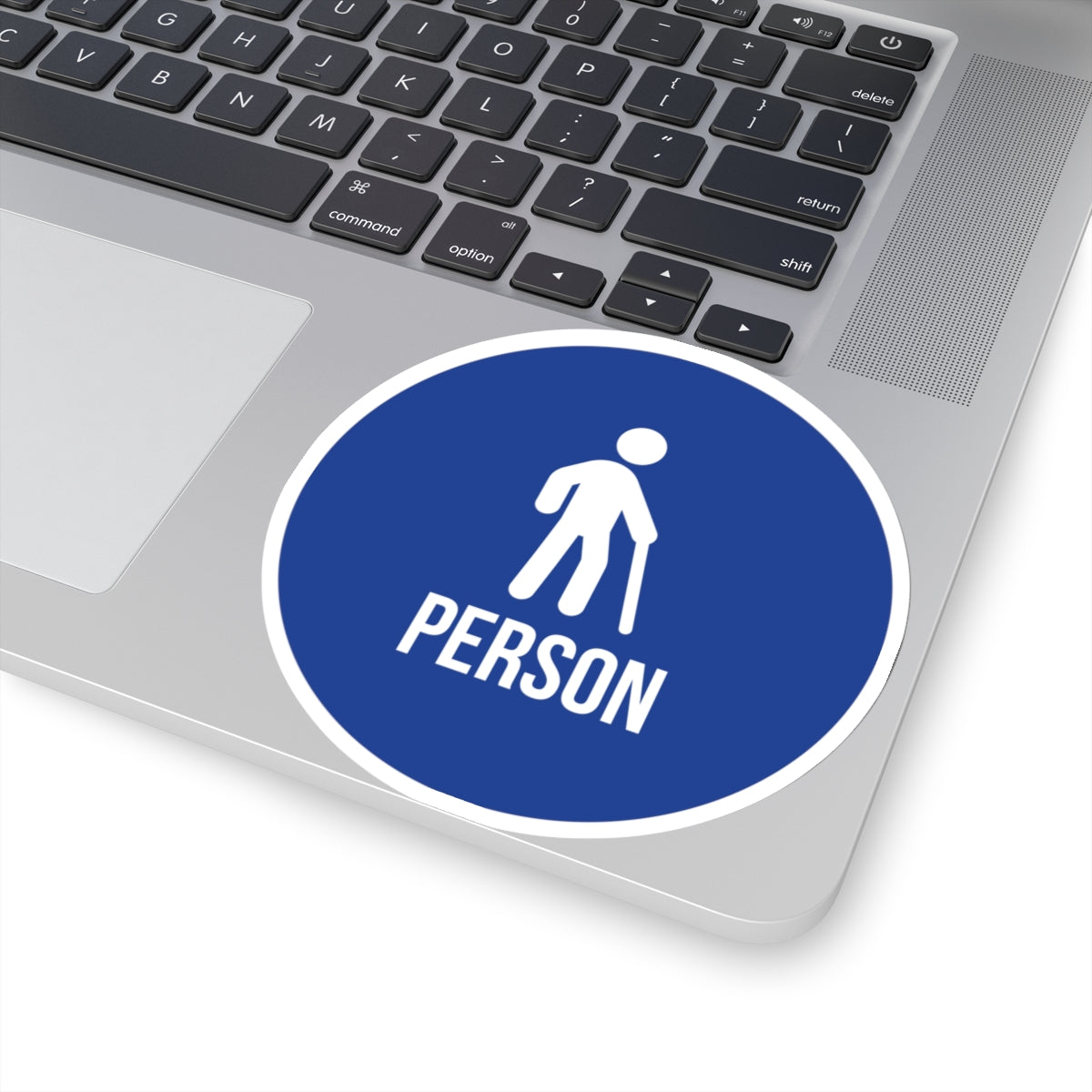 Cane Person Blue Circle Sticker