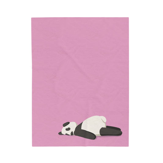 Tired Panda Pink Velveteen Plush Blanket