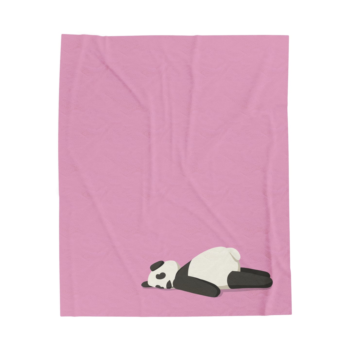 Tired Panda Pink Velveteen Plush Blanket