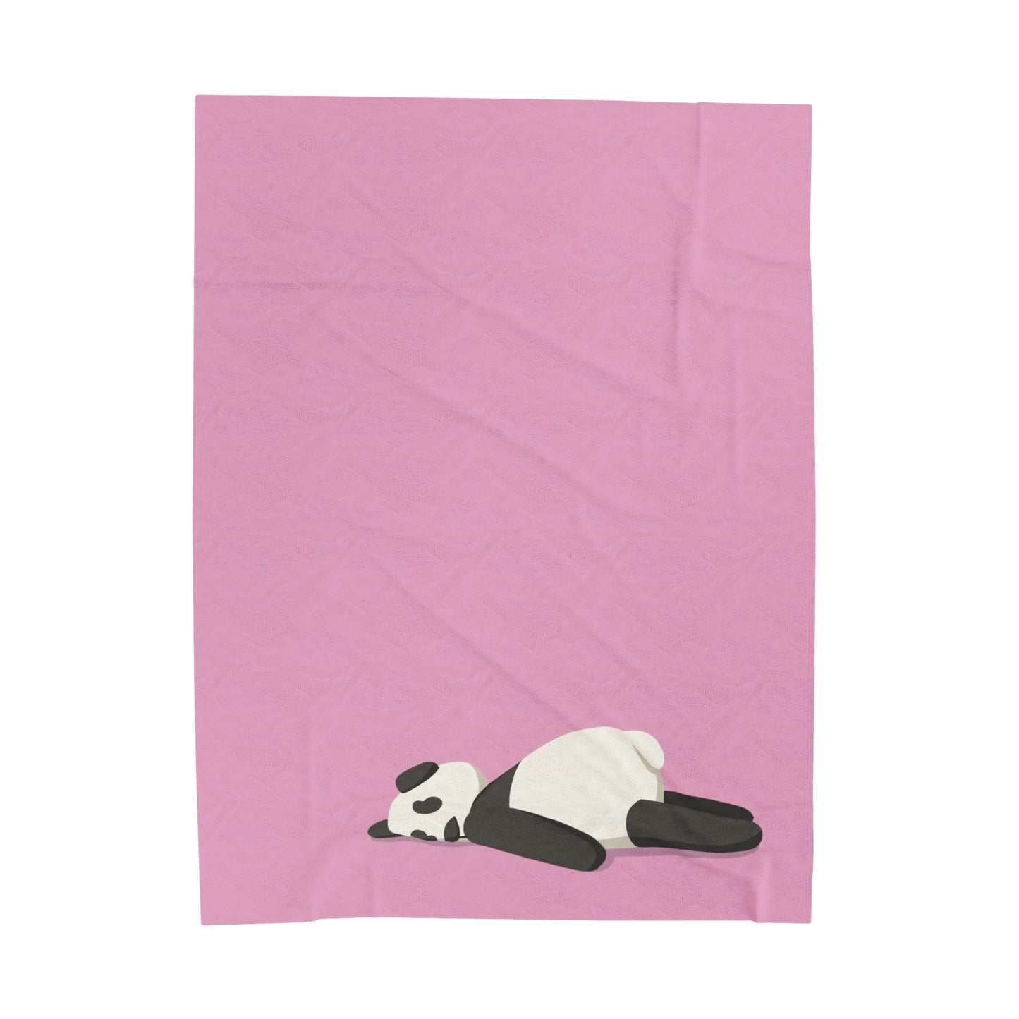 Tired Panda Pink Velveteen Plush Blanket