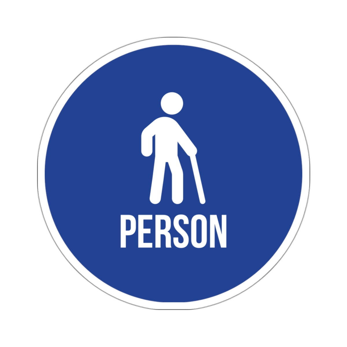 Cane Person Blue Circle Sticker