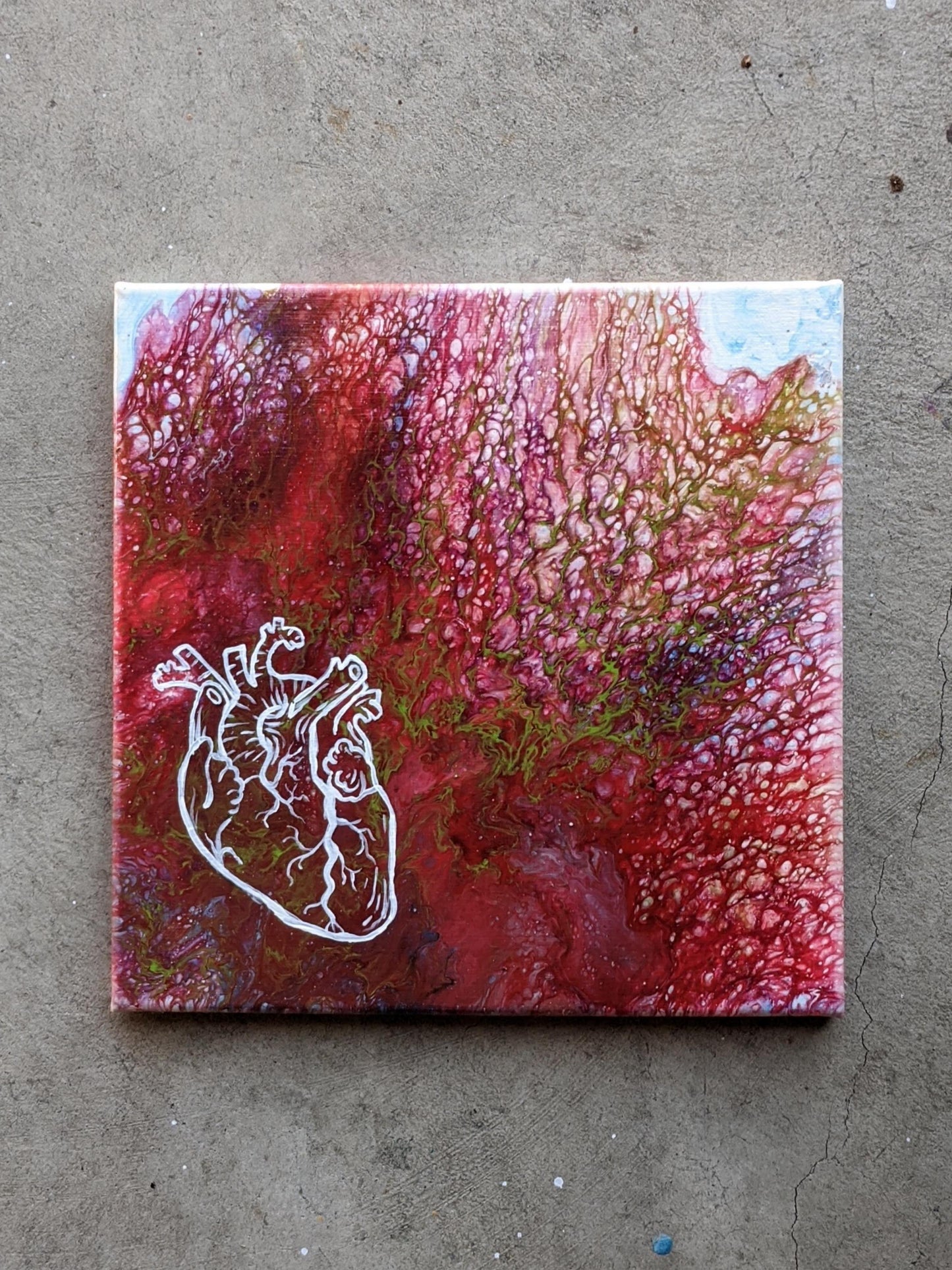 "Bleeding Heart" Original Artwork on Canvas 12 x 12 in.