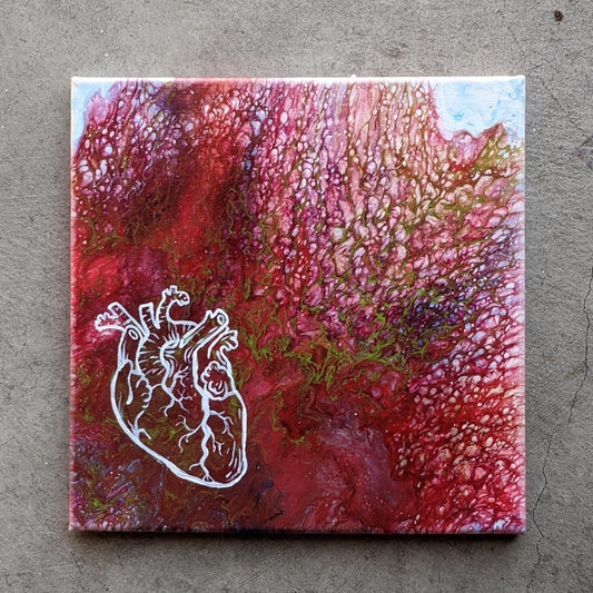 "Bleeding Heart" Original Artwork on Canvas 12 x 12 in.