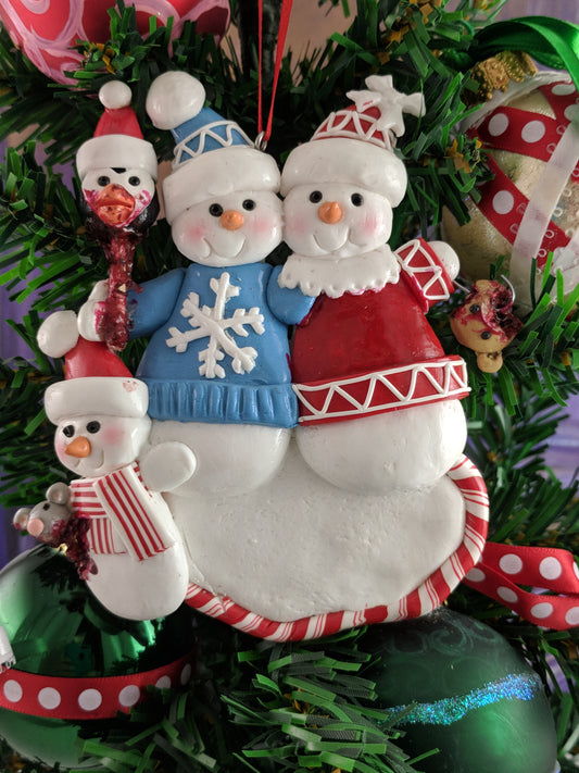 Snowman Family With Head Collection Christmas Ornament