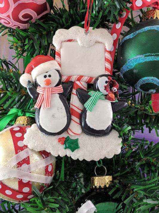 "It's a Sign" Penguin Couple Christmas Ornament