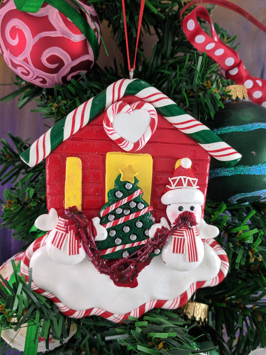 Zombie Snowman Head Eater Christmas Ornament
