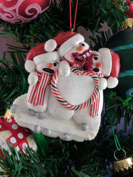 Face Chomper Snowman Zombie Christmas Ornament