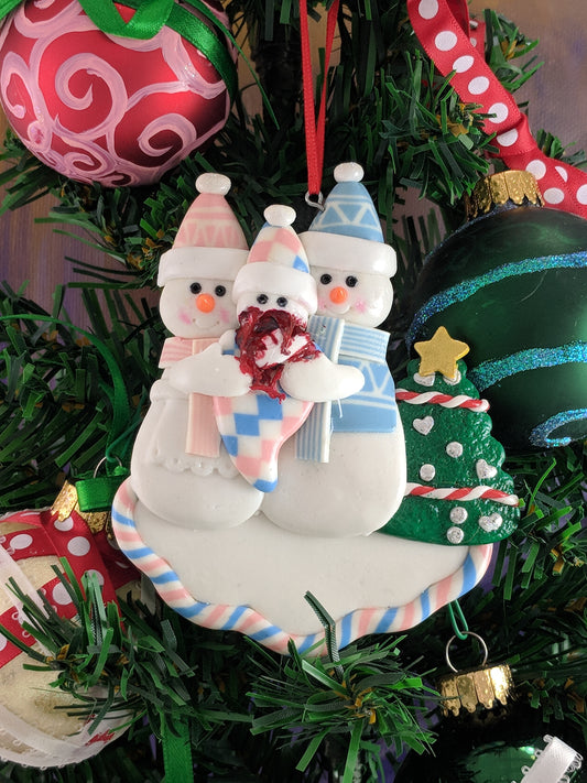 Snowman Couple With Zombie Baby Christmas Ornament