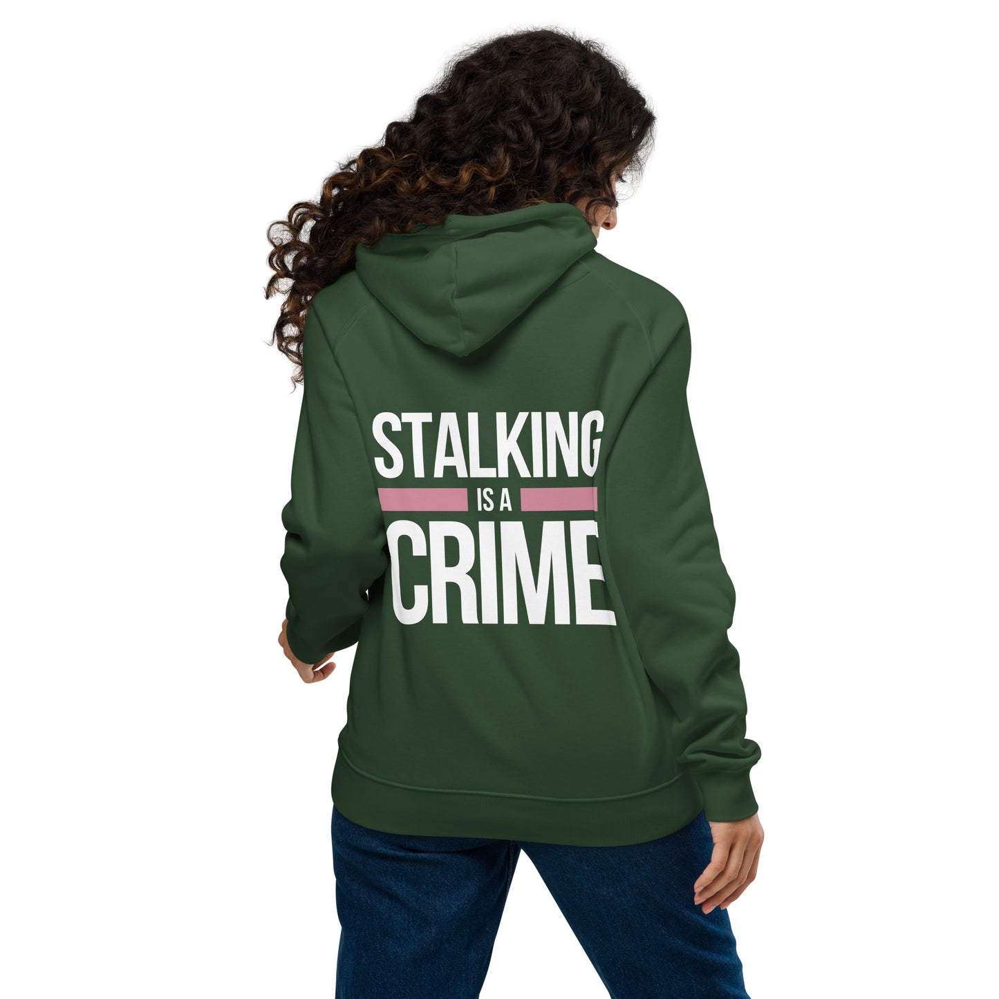 "Stalking Is A Crime" Unisex Eco Raglan Hoodie